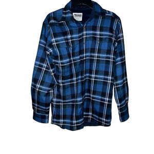 mountain khaki flannel blue size small Preppy Button Down Collar Comfy